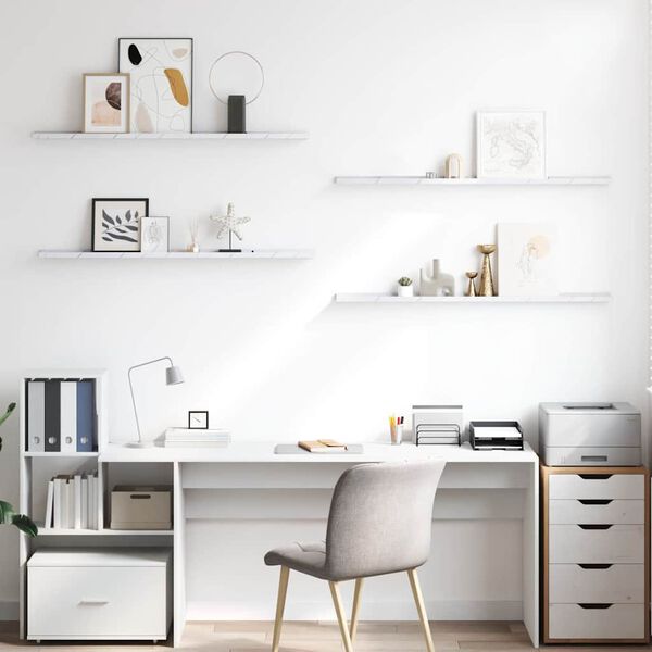 vidaXL Stenn&aacute; polica s poličkou 4 pcs Biely mramor 115 x 9 x 3 cm