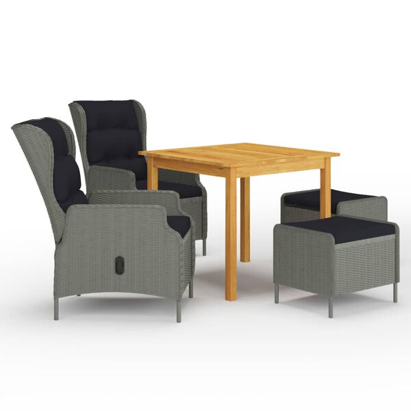 vidaXL 5-dielna záhradná jedálenská súprava bledosivá