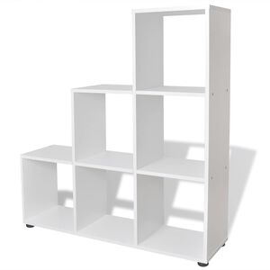 vidaXL Reg&aacute;l na knihy/policov&yacute; reg&aacute;l v tvare schodov 107 cm, biely