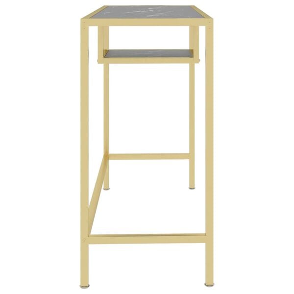 vidaXL Poč&iacute;tačov&yacute; st&ocirc;l, čierny mramor 100x36x74 cm, tvrden&eacute; sklo