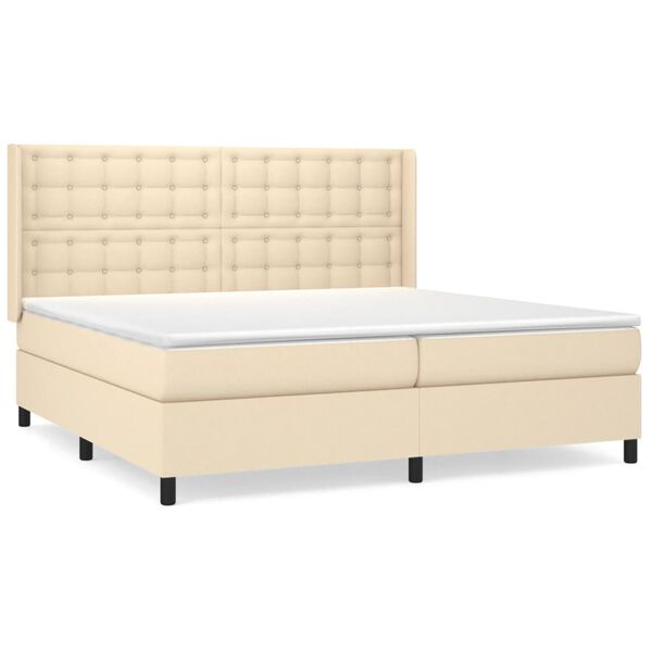 vidaXL Boxspring posteľ s matracom kr&eacute;mov&aacute; 200x200 cm l&aacute;tka