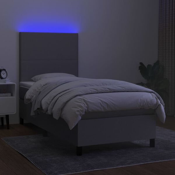 vidaXL Posteľ boxsping s matracom a LED bledosiv&aacute; 80x200 cm l&aacute;tka