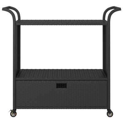 vidaXL Barový vozík so zásuvkou čierny 100x45x97 cm polyratan