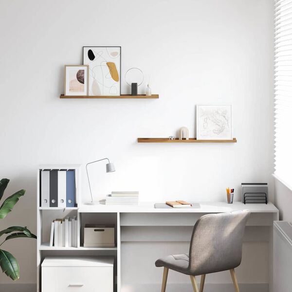 vidaXL Stenn&aacute; polica 2 pcs Hned&aacute; 80 x 9 x 3 cm Kompozitn&eacute; drevo