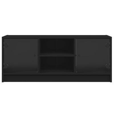 vidaXL TV skrinka so sklenenými dvierkami čierna 102x37x42 cm