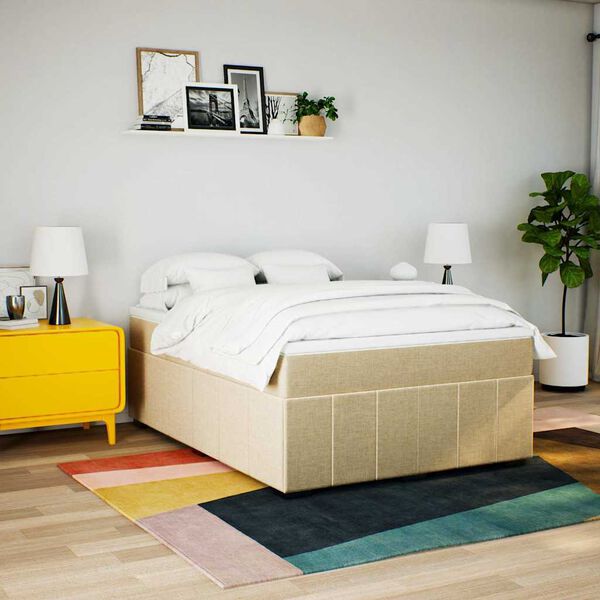 vidaXL Boxspring posteľ s matracom kr&eacute;mov&yacute; 140x190 cm l&aacute;tka