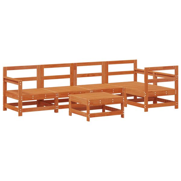 vidaXL Z&aacute;hradn&yacute; lounge set 6 pcs Voskov&aacute; Hned&aacute; Mas&iacute;vna borovica