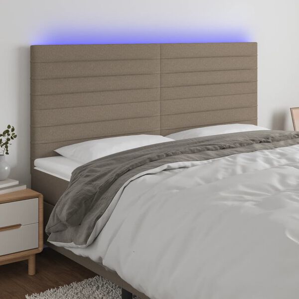 vidaXL Čelo postele s LED sivohned&eacute; 180x5x118/128 cm l&aacute;tka