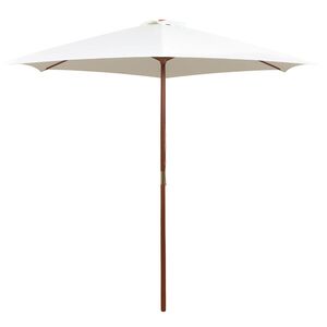 vidaXL Slnečn&iacute;k 270x270 cm, dreven&aacute; tyč, kr&eacute;movo-biely