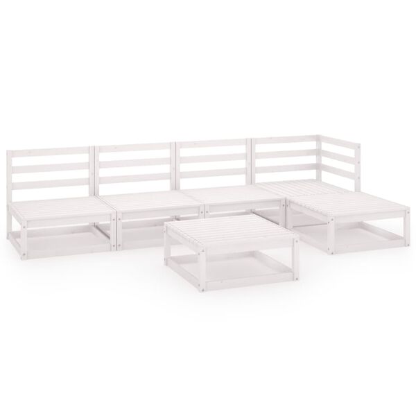 vidaXL 6-dielna z&aacute;hradn&aacute; sedacia s&uacute;prava biela mas&iacute;vna borovica