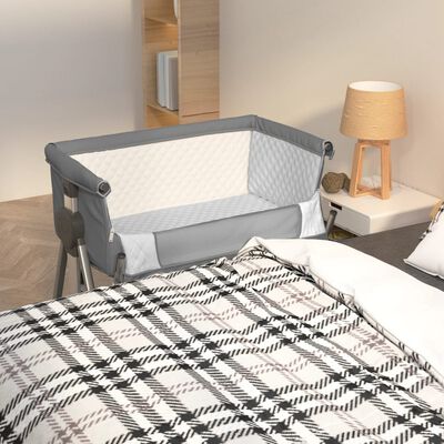 vidaXL Detská posteľ s matracom tmavosivá ľanová látka
