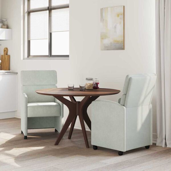 vidaXL Jed&aacute;lensk&eacute; stoličky na kolieskach 2 pcs Svetlosiv&aacute; Zamat