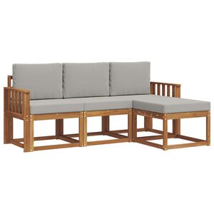 vidaXL Z&aacute;hradn&aacute; s&uacute;prava gaučov s vank&uacute;&scaron;om 4 pcs Pr&iacute;rodn&aacute; a svetlosiv&aacute;
