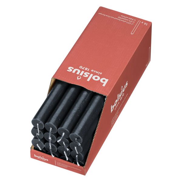 Bolsius Stolov&eacute; sviečky Shine 16 ks 27 cm, b&uacute;rkovo siv&eacute;