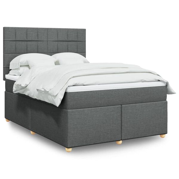 vidaXL Boxspring posteľ s matracom tmavosiv&aacute; 140x190 cm l&aacute;tka