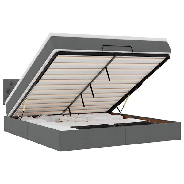 VidaXL Osmanská posteľ s matracom Tmavosivá látka 160x200cm