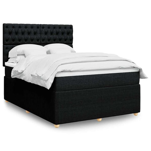 vidaXL Posteľn&yacute; r&aacute;m boxspring s matracom čierny 160x200 cm l&aacute;tka