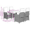 vidaXL 5-dielna z&aacute;hradn&aacute; jed&aacute;lensk&aacute; sada s podložkami siv&aacute; polyratan