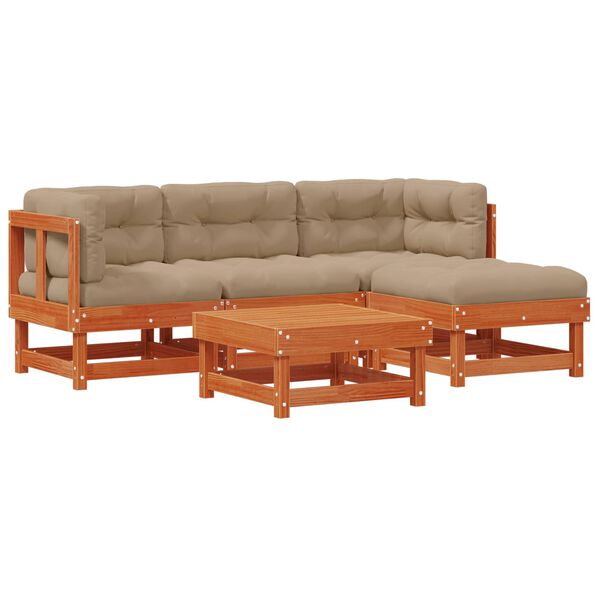 vidaXL Z&aacute;hradn&yacute; lounge set 15 pcs Voskov&aacute; Hned&aacute; Mas&iacute;vna borovica