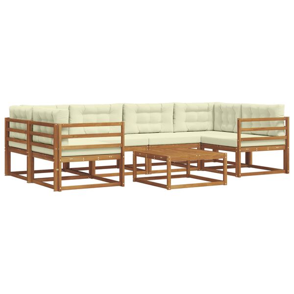 vidaXL Z&aacute;hradn&aacute; s&uacute;prava gaučov s vank&uacute;&scaron;om 7 pcs Pr&iacute;rodn&aacute; a kr&eacute;mov&aacute;