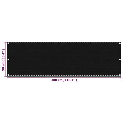 vidaXL Balkónová markíza čierna 90x300 cm HDPE