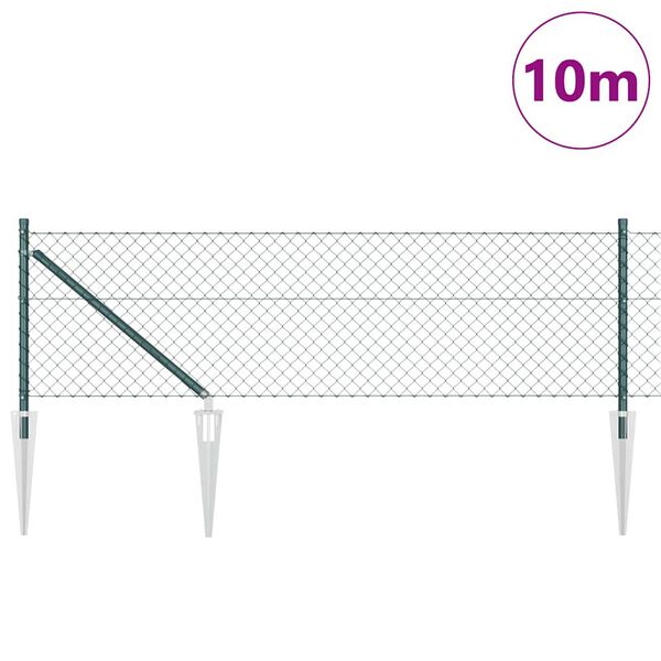 vidaXL Stĺp na plot. Zelen&aacute; 10 x 0,4 m (60 x 60 mm sieť) Ocel a PVC