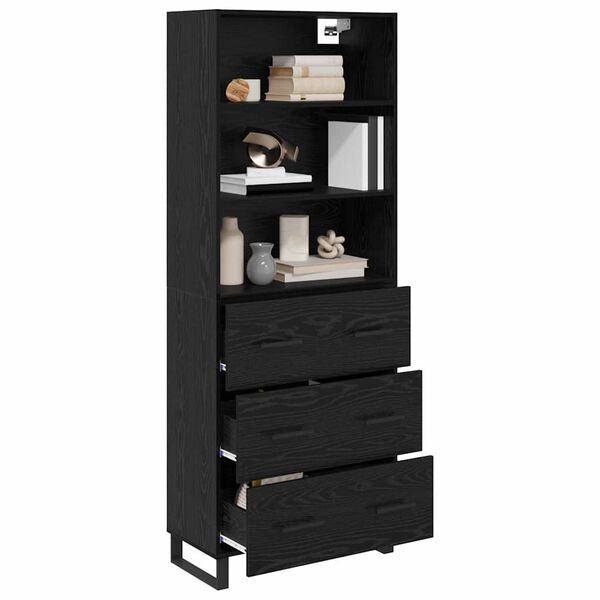 vidaXL Highboard Čierny dub 69,5 x 34 x 180 cm Kompozitn&eacute; drevo