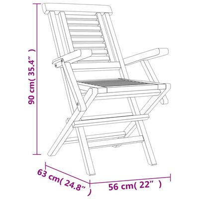 vidaXL Skladacie záhradné stoličky 6 ks 56x63x90 cm tíkový masív