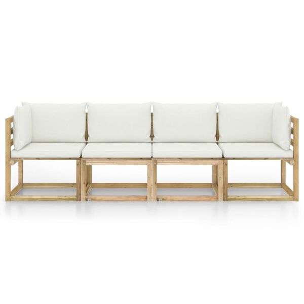 vidaXL 4-miestna z&aacute;hradn&aacute; pohovka, kr&eacute;mov&eacute; podložky