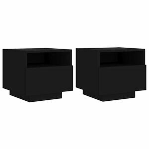 vidaXL Nočn&eacute; stol&iacute;ky s LED svetlami 2 ks čierne 40x39x37 cm