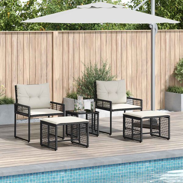 vidaXL Z&aacute;hradn&yacute; n&aacute;bytok s vank&uacute;&scaron;om 5 pcs Čierna a biela