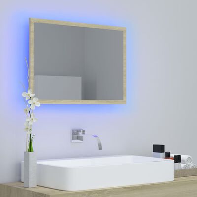 vidaXL LED kúpeľňové zrkadlo dubu sonoma 60x8,5x37 cm, akryl