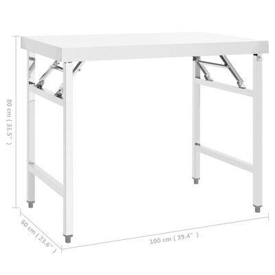 vidaXL Kuchynský pracovný stôl 100x60x80 cm nehrdzavejúca oceľ
