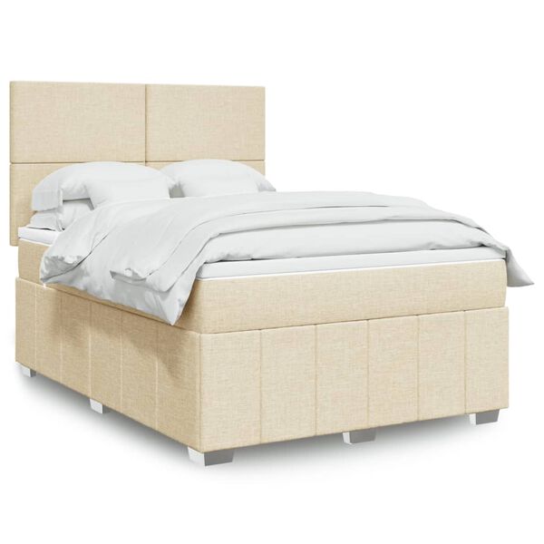vidaXL Boxspring posteľ s matracom kr&eacute;mov&yacute; 140x190 cm l&aacute;tka