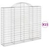 vidaXL Obl&uacute;kov&eacute; gabi&oacute;nov&eacute; ko&scaron;e 15 ks 200x30x160/180 pozinkovan&eacute; železo