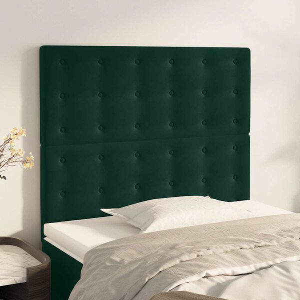 vidaXL Čelo postele tmavozelen&eacute; 90x5x118/128 cm zamatov&eacute;