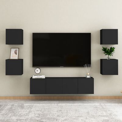 vidaXL Nástenná TV skrinka čierna 30,5x30x30 cm