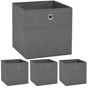 vidaXL &Uacute;ložn&eacute; boxy, 4 ks, netkan&aacute; text&iacute;lia, 32x32x32 cm, siv&eacute;
