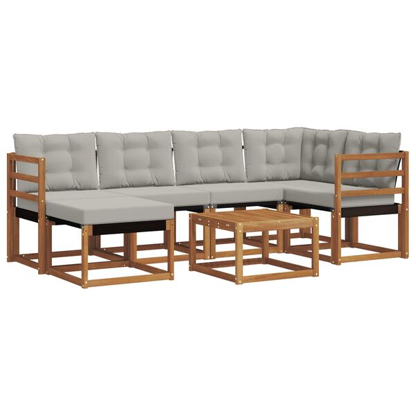 vidaXL Z&aacute;hradn&aacute; s&uacute;prava gaučov s vank&uacute;&scaron;om 7 pcs Pr&iacute;rodn&aacute; a svetlosiv&aacute;