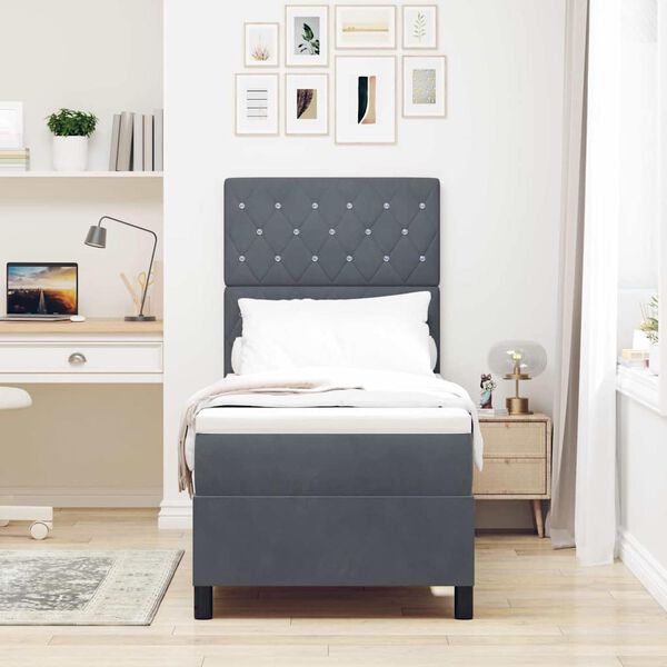 vidaXL LED box s pružinami s matracmi Tmavo &scaron;ed&aacute; 80 x 200 cm l&aacute;tka