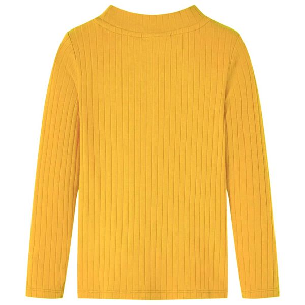 Detské tričko dlhý rukáv rebrovaný úplet tmavo okrové 116