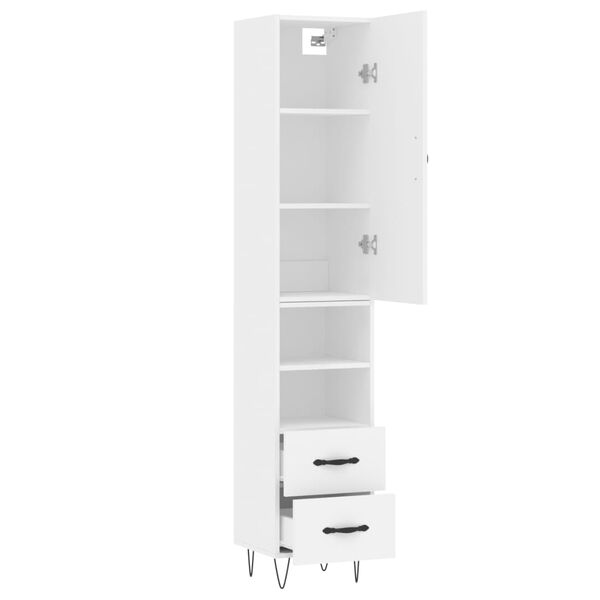 vidaXL Vysoká skrinka biela 34,5x34x180 cm spracované drevo