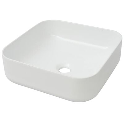 vidaXL Štvorcové keramické umývadlo, biele, 39x39x13,5 cm