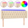 vidaXL Čelo postele s LED krémové 147x16x78/88 cm látka