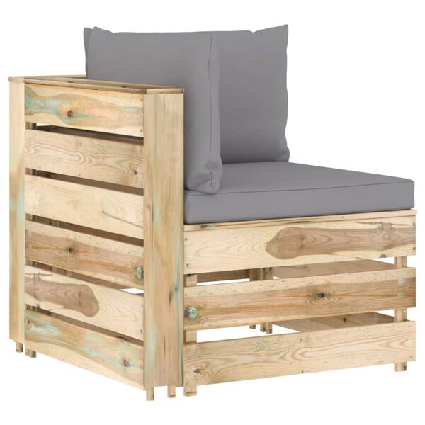 vidaXL 8-dielna z&aacute;hradn&aacute; s&uacute;prava+podložky, zelen&eacute; impregnovan&eacute; drevo