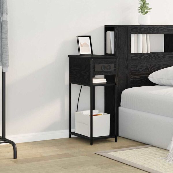 vidaXL Nočn&yacute; stol&iacute;k Čierny dub 41 x 28 x 76 cm Kompozitn&eacute; drevo