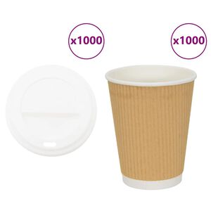 vidaXL papierov&eacute; &scaron;&aacute;lky na k&aacute;vu s viečkom 1000 ks 12oz 300ml