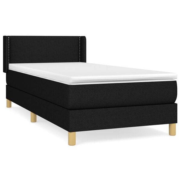 vidaXL Posteľn&yacute; r&aacute;m boxspring s matracom čierny 90x200 cm l&aacute;tka