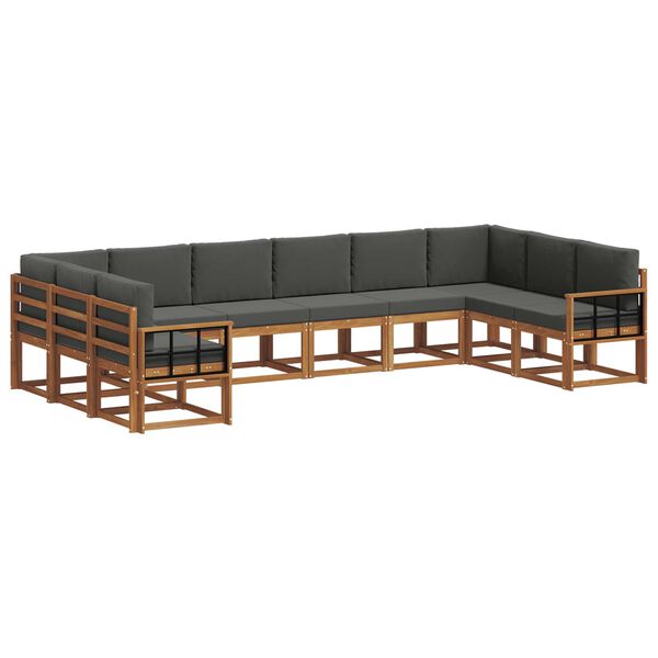 vidaXL Z&aacute;hradn&aacute; s&uacute;prava gaučov 10 pcs Pr&iacute;rodn&aacute; a antracitov&aacute;