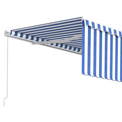 vidaXL Ručne zaťahovacia markíza s tienidlom 4x3 m modro-biela